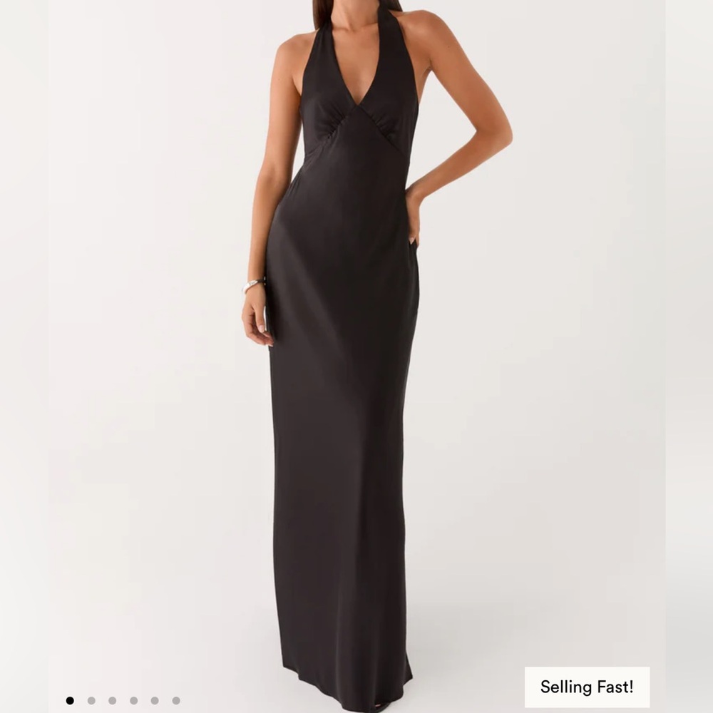 Sleek Black Satin Maxi Dress